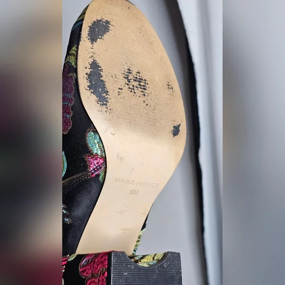 Marc Fisher Floral Embroidered Ankle Boots - Black and Multicolor - Picture 9 of 14